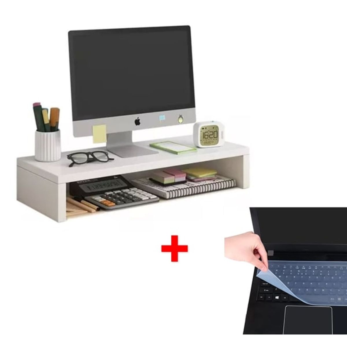 GENERICO - Soporte de Escritorio Ergonómico + Protector de Teclado Sintético