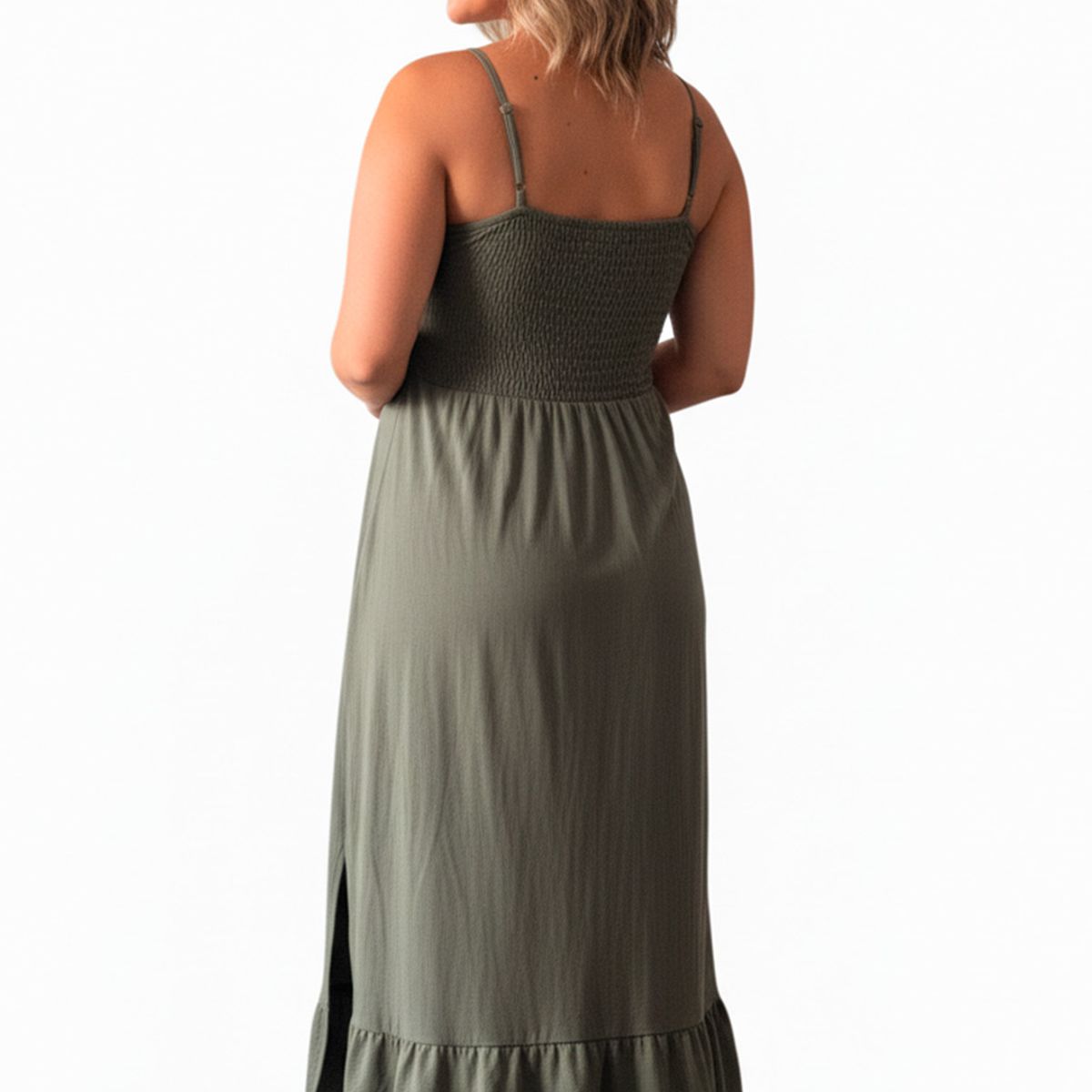 GENERICO - Vestido Maternal Tiritas Broche y Top Lactancia VerdeClaro