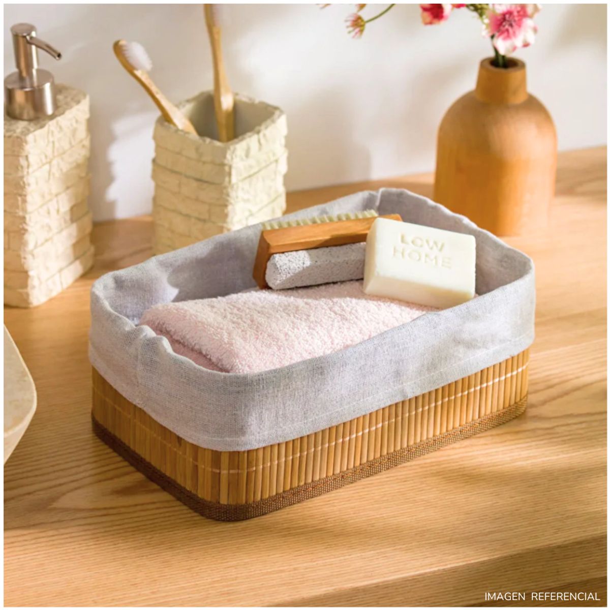 INSPIRA MARKET - Canasta Cesto Organizador de bambú caja organizadora Set x3