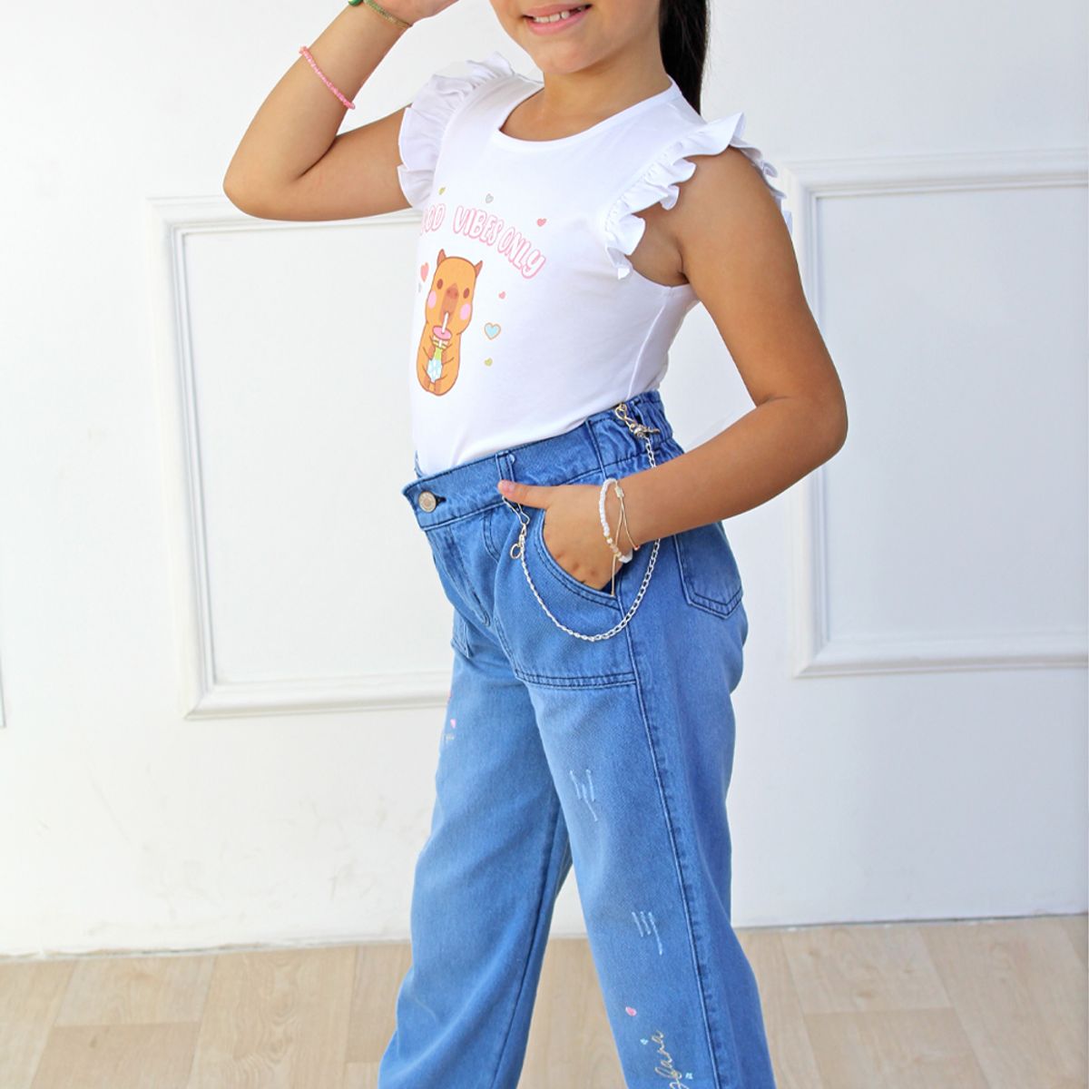 KIDS MASHMELO - JEANS PARA NIÑA CAPIBARAS KIDS MASHMELO