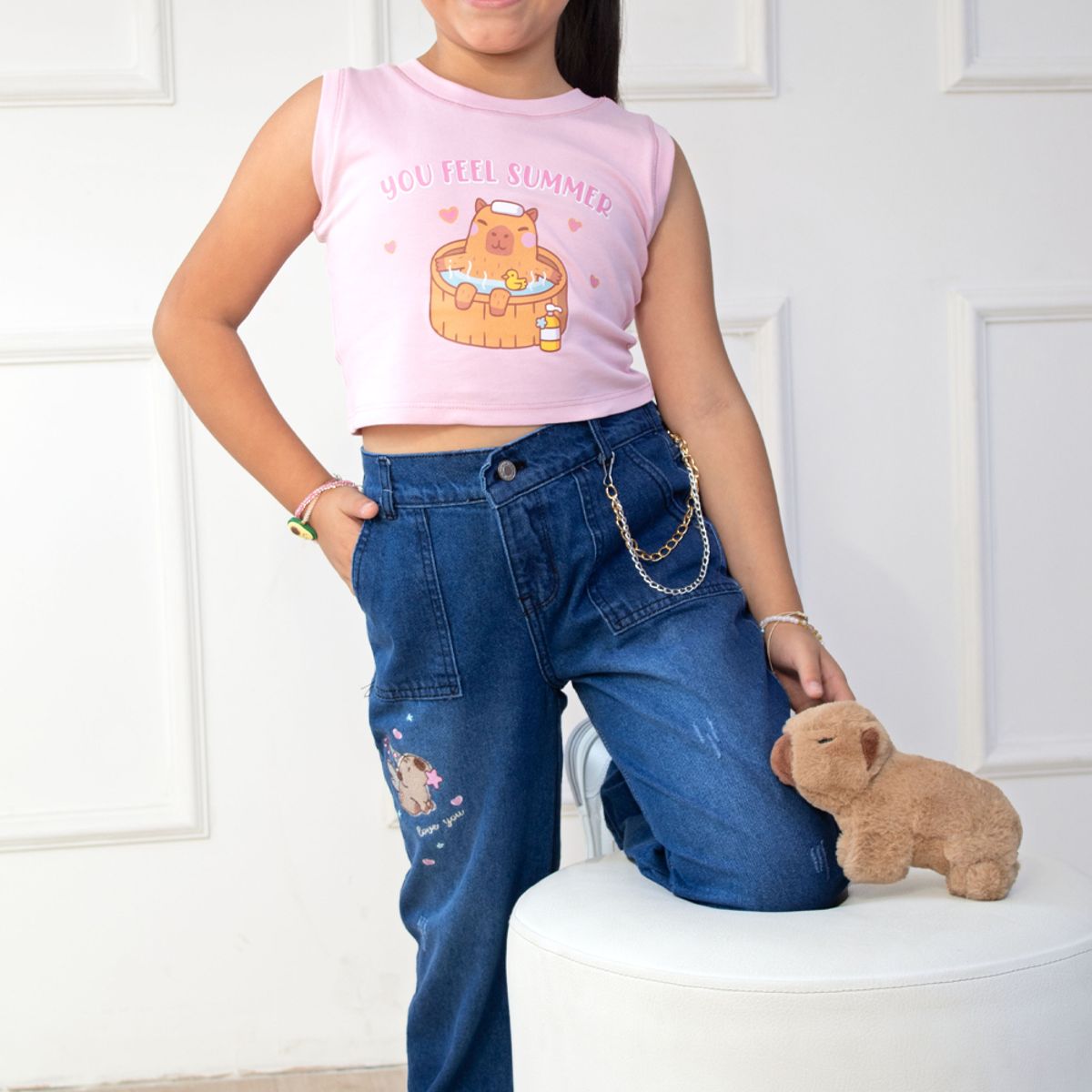KIDS MASHMELO - JEANS PARA NIÑA CAPIBARAS KIDS MASHMELO