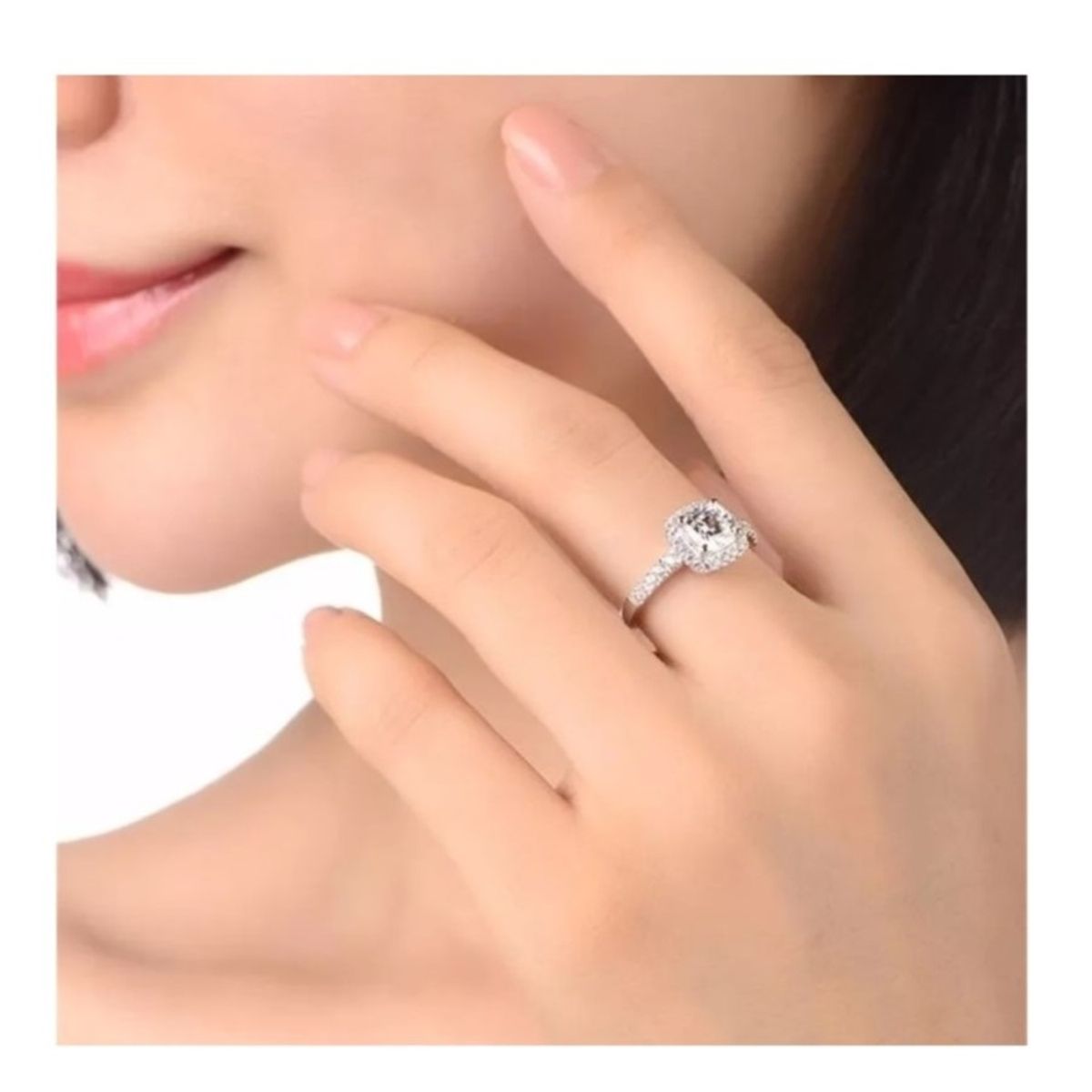 GENERICO - Anillo Compromiso Diamonds Bañado18K Aniversario San Valentín Genieka