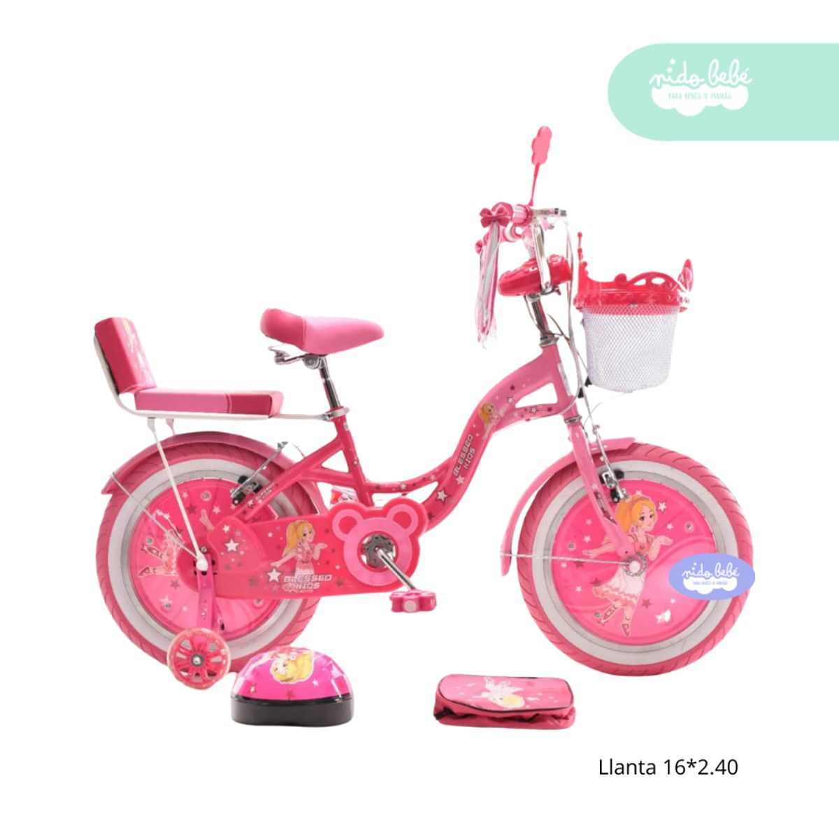 KINGDOM - Bicicleta aro 16 para niña Hadita rosa