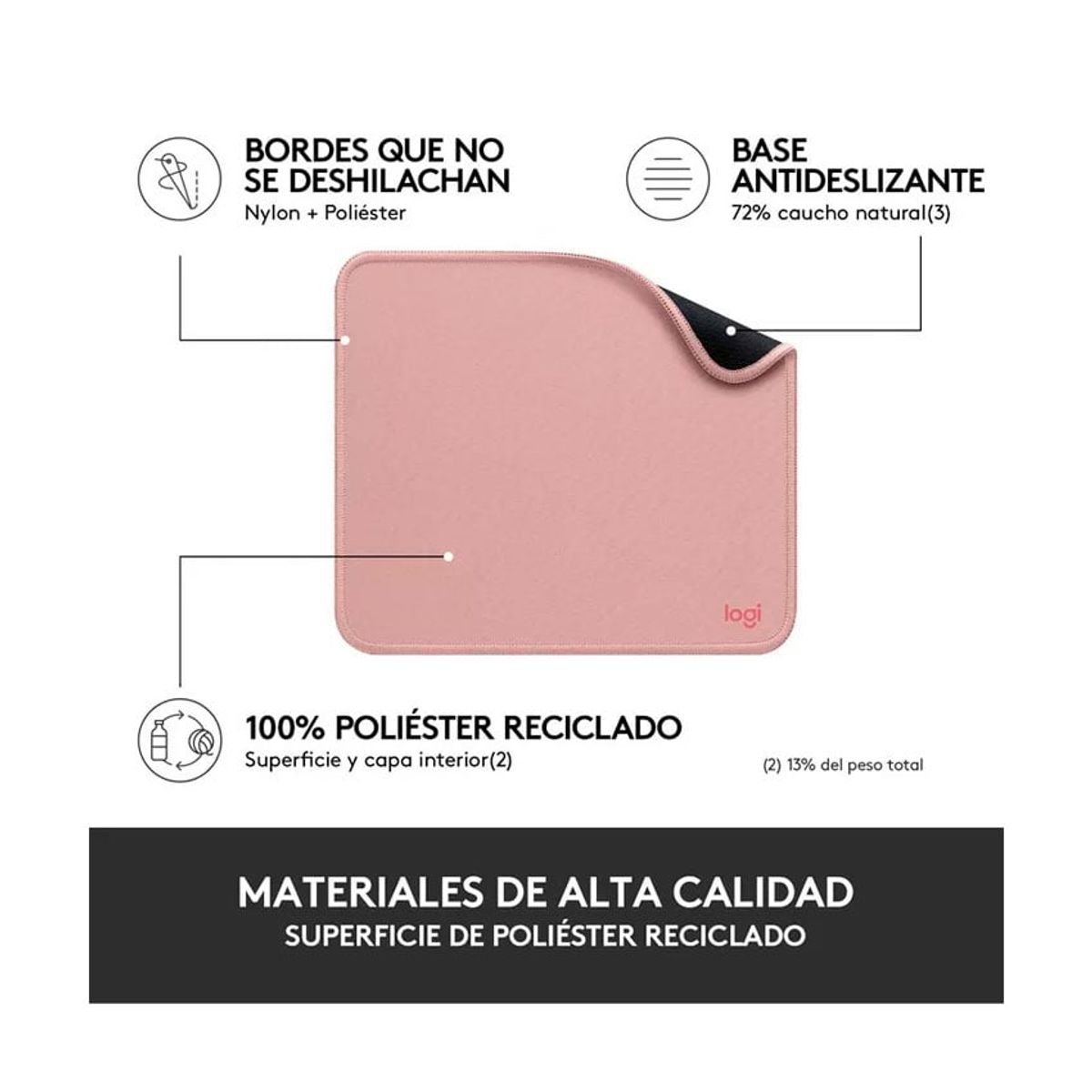 LOGITECH - Mouse Pad Logitech Anti-Salpicaduras 200x230mm Rosado