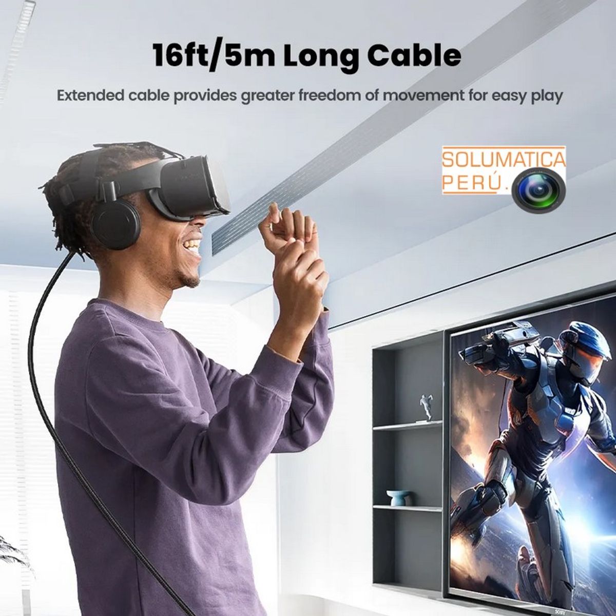 OEM - Cable Usb Tipo C 2en1 Largo - 5 Metros Para Realidad Virtual - Toocky