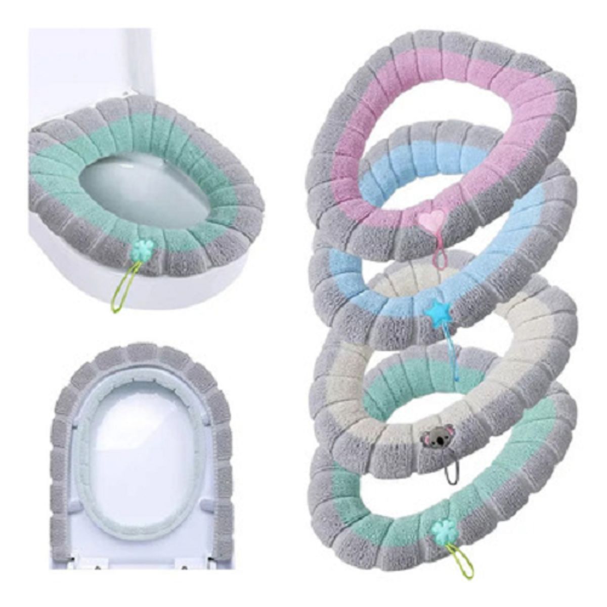 GENERICO - Protector de inodoro Funda de baño Set x3 plomo con verde