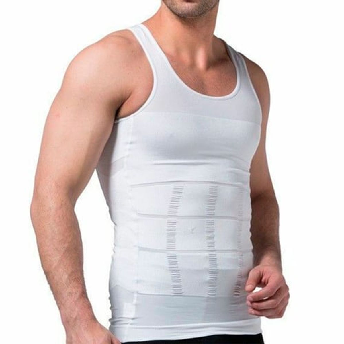 GENERICO - Camiseta Faja Remodela Abdomen Hombres Bvd - Blanco L