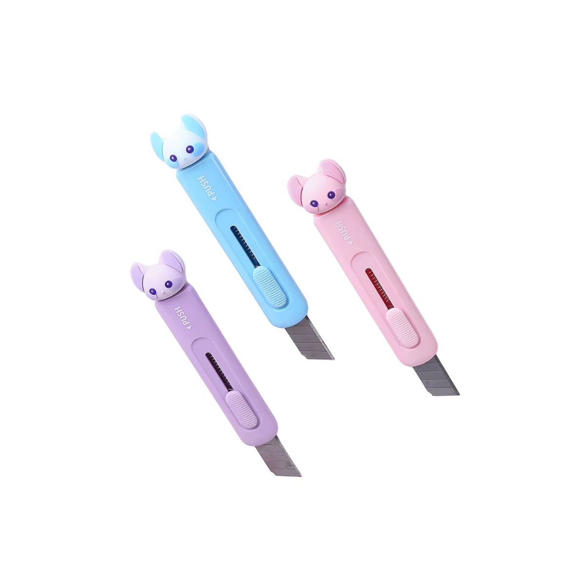 GENERICO - Mini Cutter cortador de papel kawaii - Pack x 3 unidades