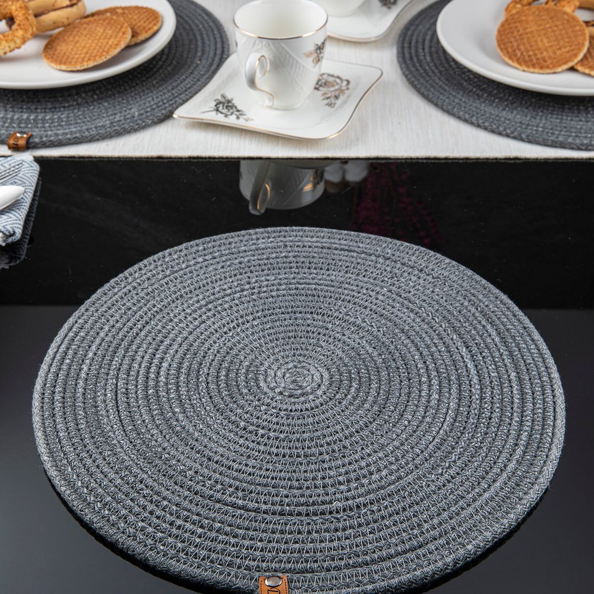 DORELINE - Individual 100% yute punto gris oscuro 31 cm