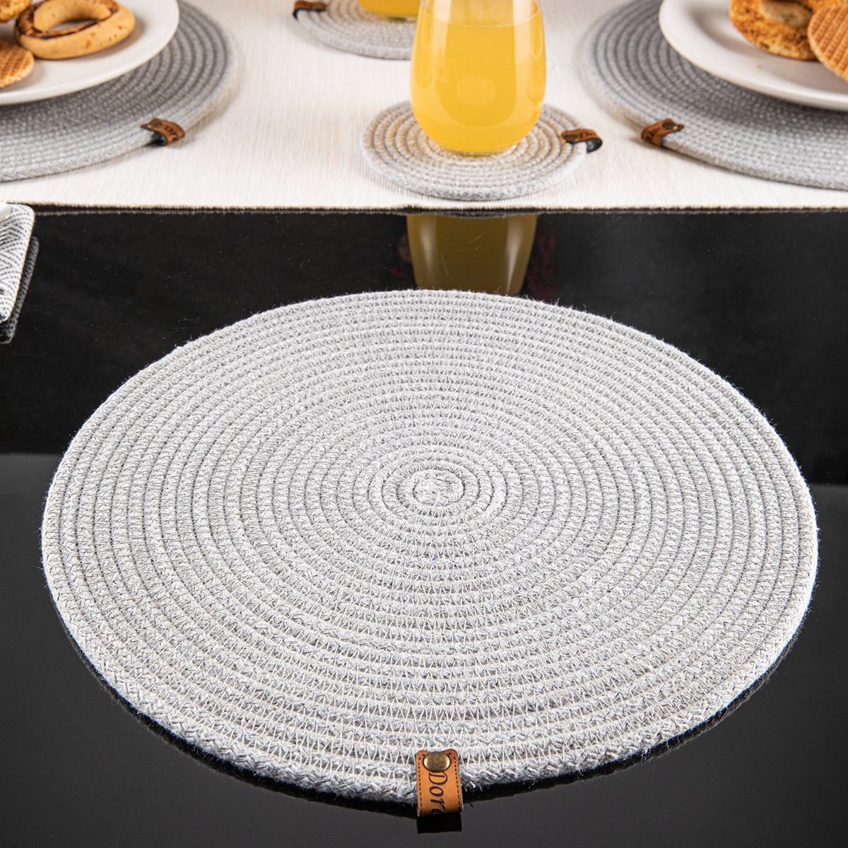 DORELINE - Individual 100% yute punto gris 31 cm