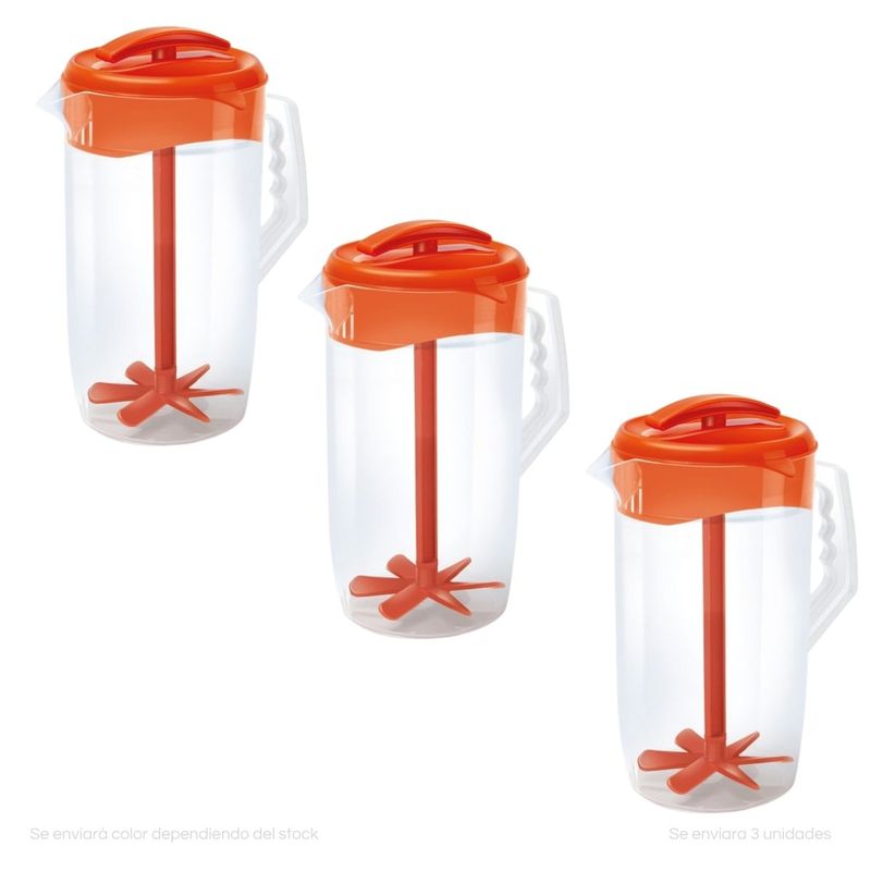 POLINPLAST - Set de 3 Jarras Polin Mixer New 2.5L Transparente Con Tapa
