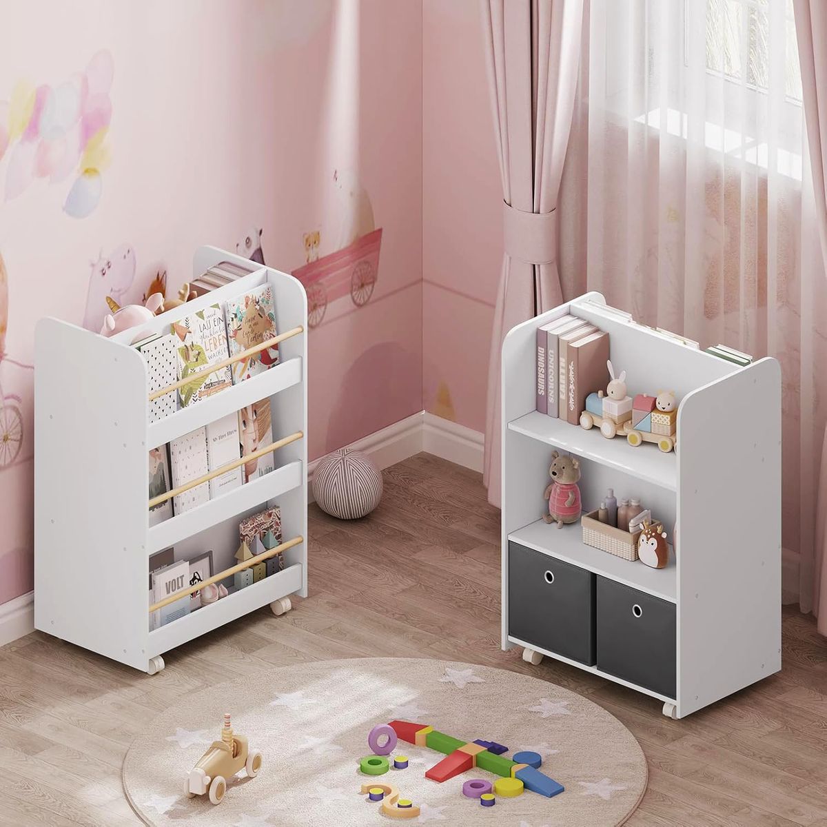 GENERICO - Librero Infantil Doble Cara Con Ruedas Lola Amore Home