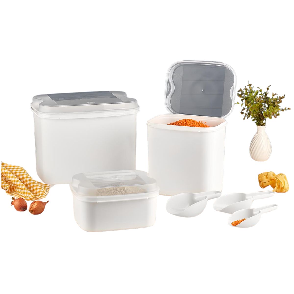VIP AHMET - Pack 3 contenedores de almacenamiento con cucharas