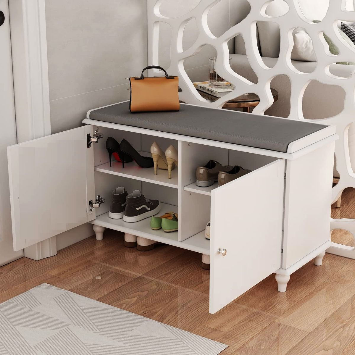 GENERICO - Zapatera Con Asiento Tapizado Danna  Amore Home