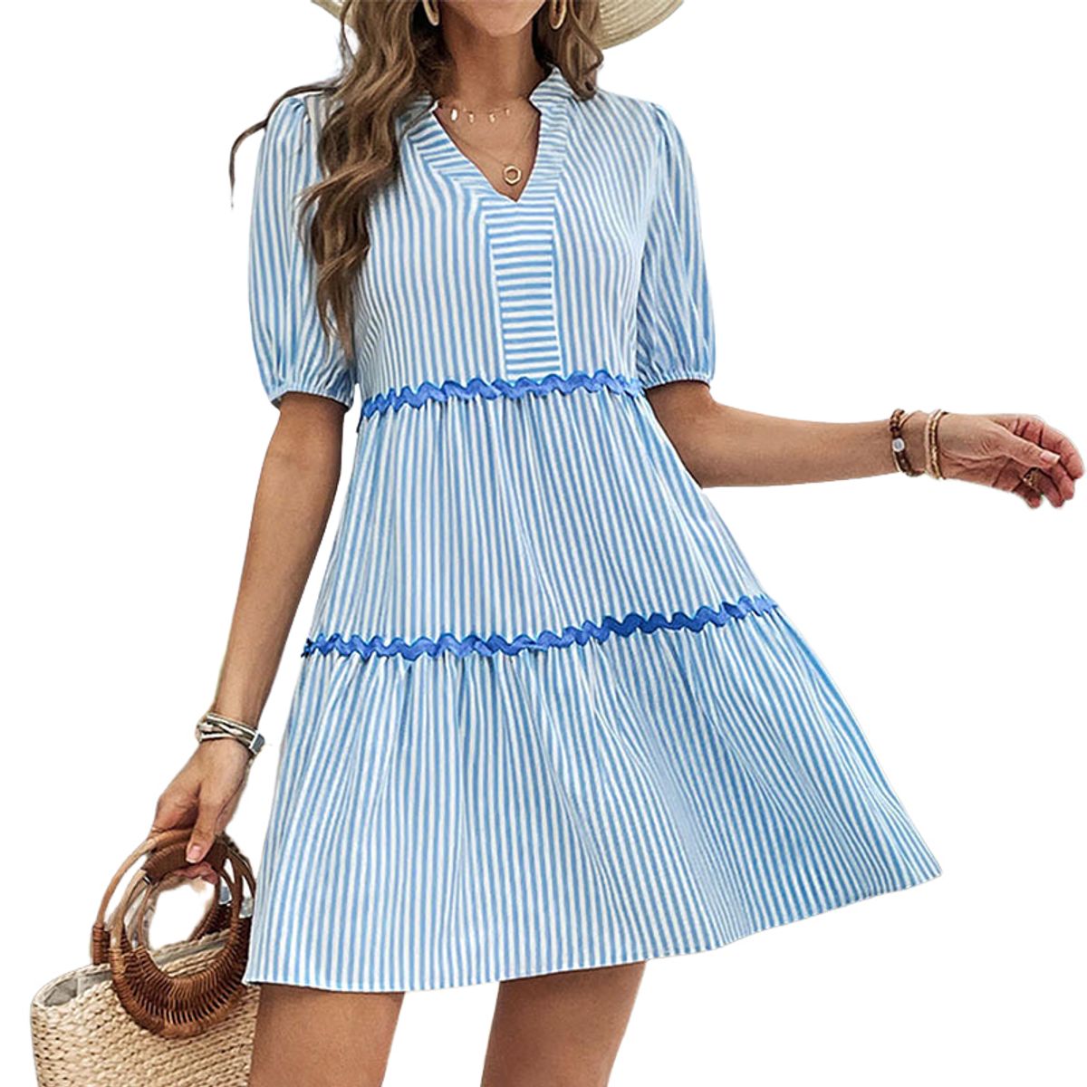 BLWOENS - Vestido casual de para mujeres - Azul