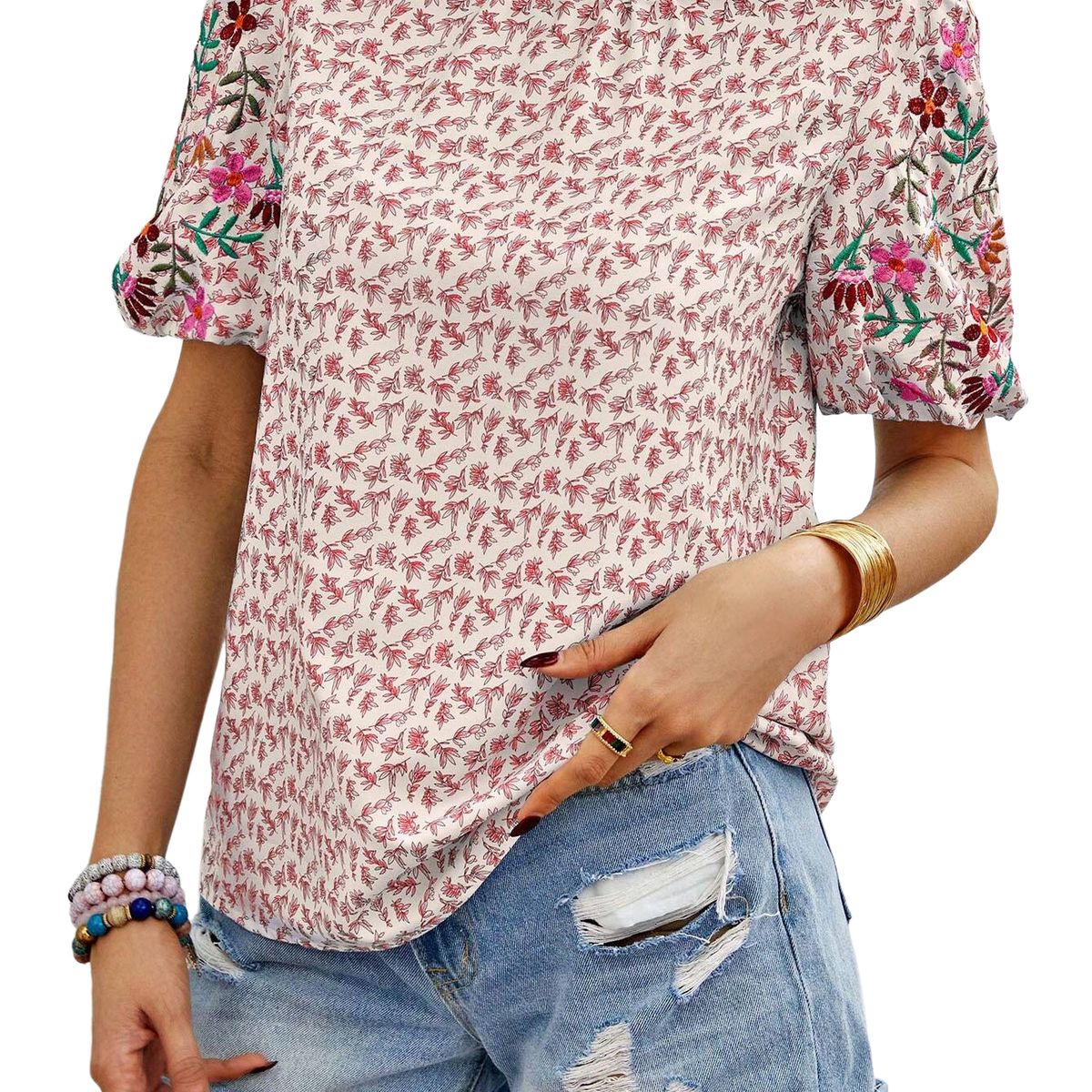 BLWOENS - Polera de manga corta para mujeres - Rojo