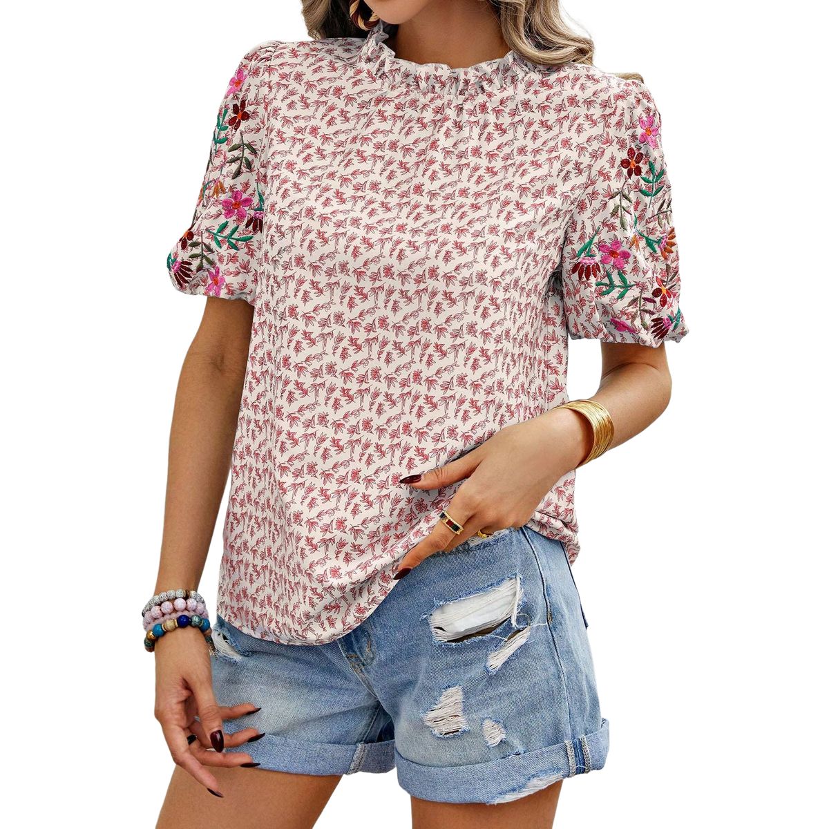 BLWOENS - Polera de manga corta para mujeres - Rojo