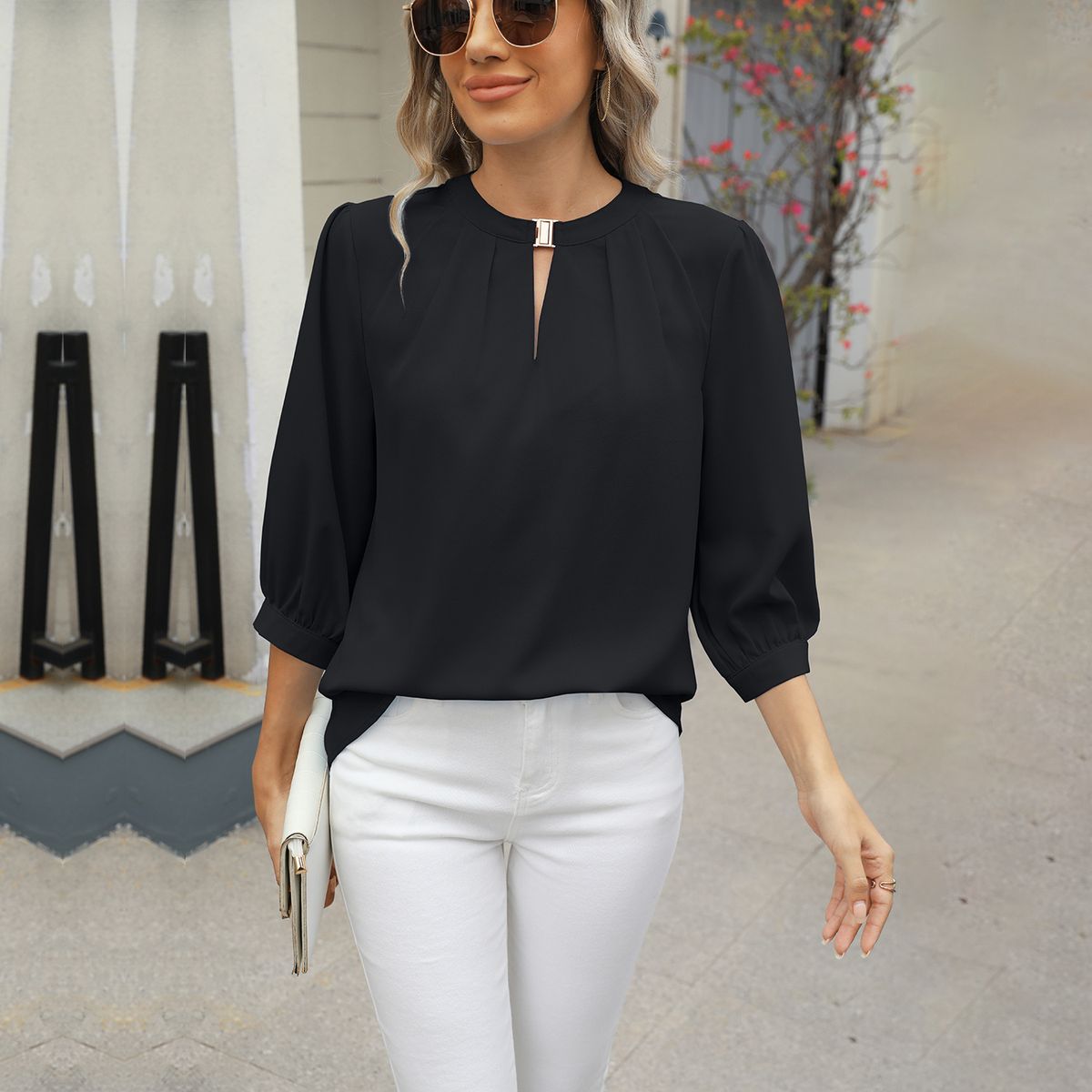 BLWOENS - Polera de manga corta para mujeres - Negro