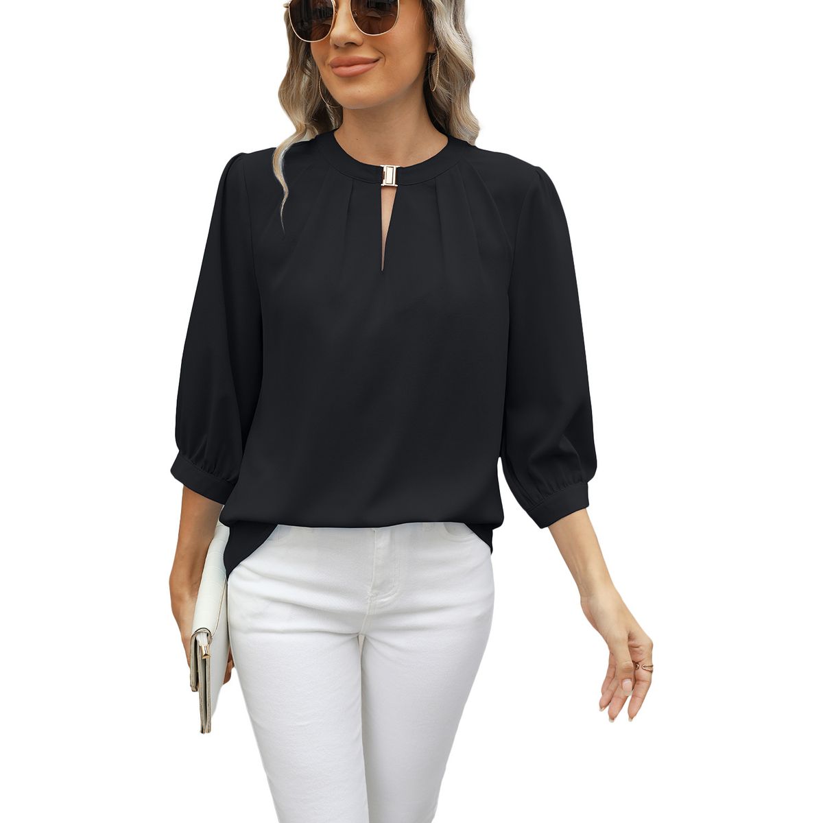 BLWOENS - Polera de manga corta para mujeres - Negro