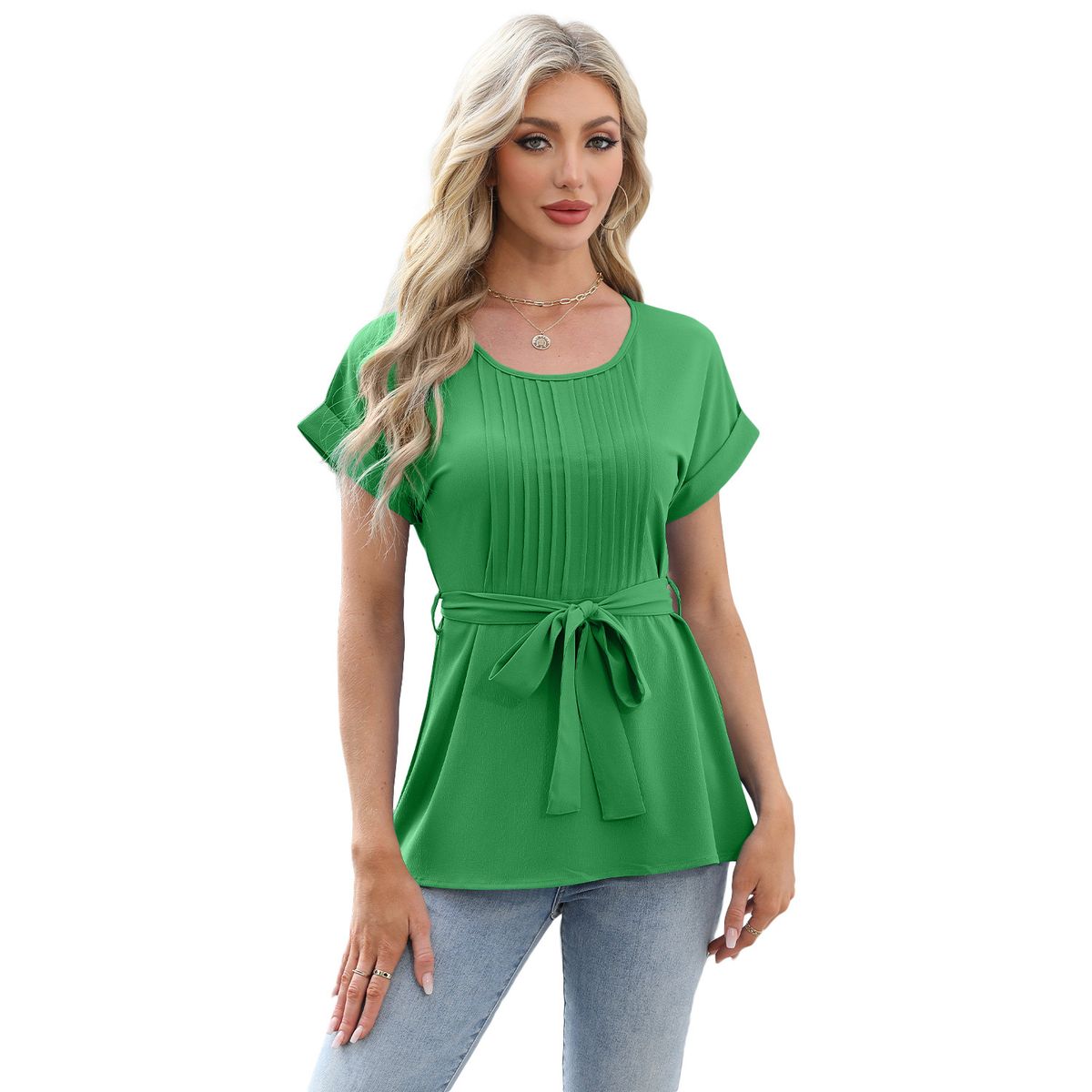 BLWOENS - Polera de manga corta para mujeres - Verde