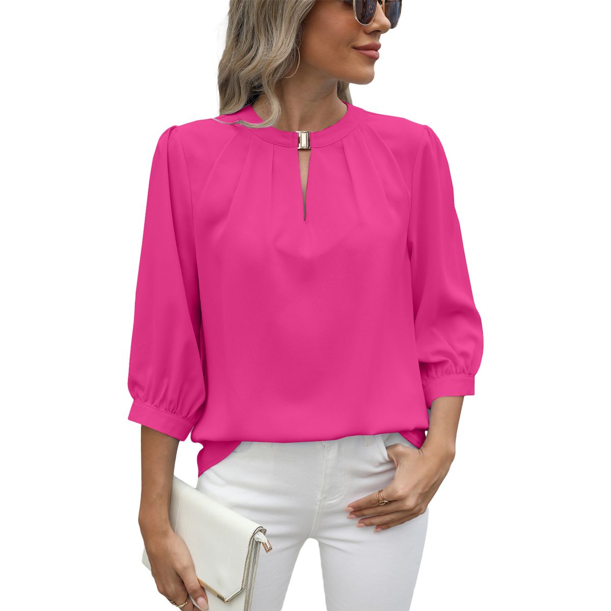 BLWOENS - Polera de manga corta para mujeres - Rosa