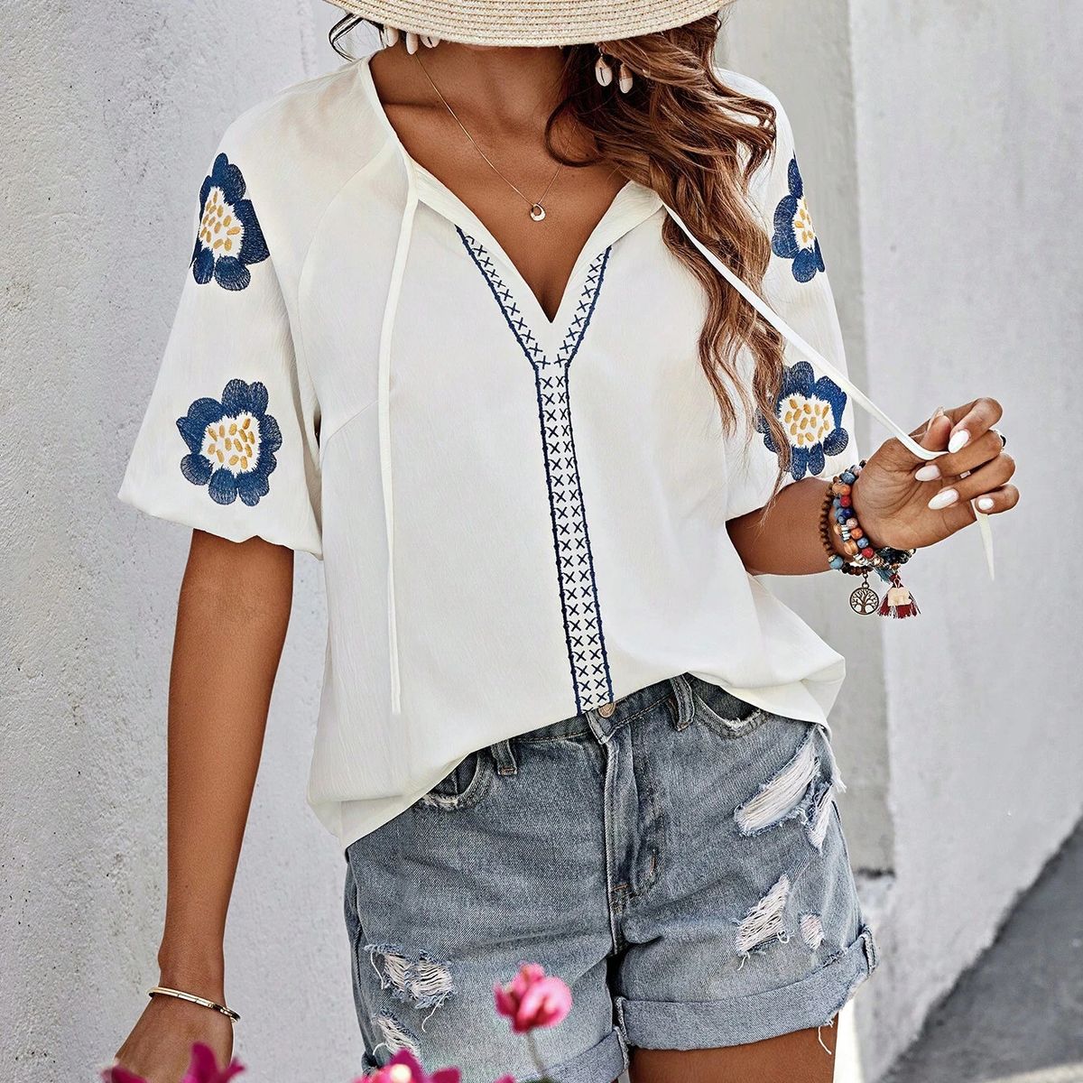 BLWOENS - Polera de manga corta para mujeres - Blanco