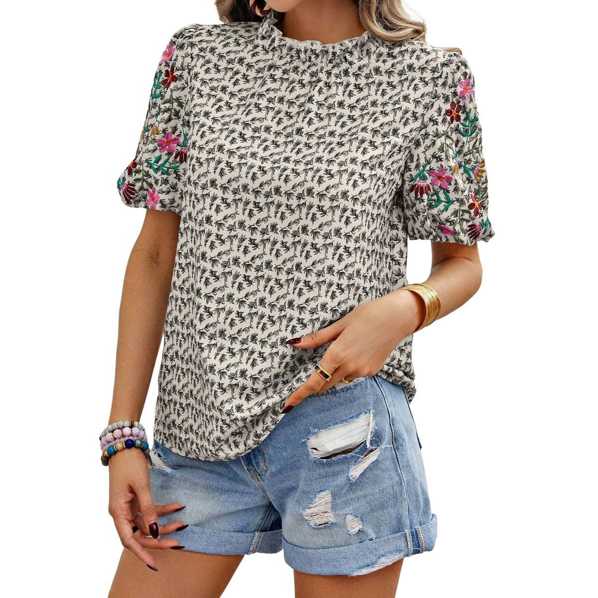 BLWOENS - Polera de manga corta para mujeres - Negro