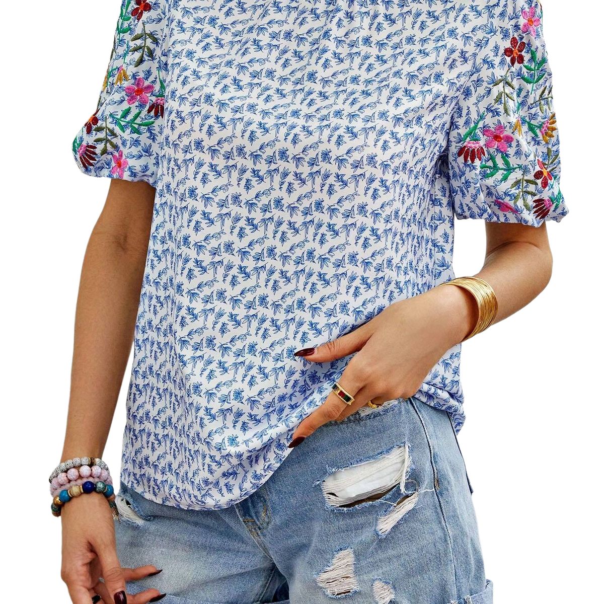 BLWOENS - Polera de manga corta para mujeres - Azul