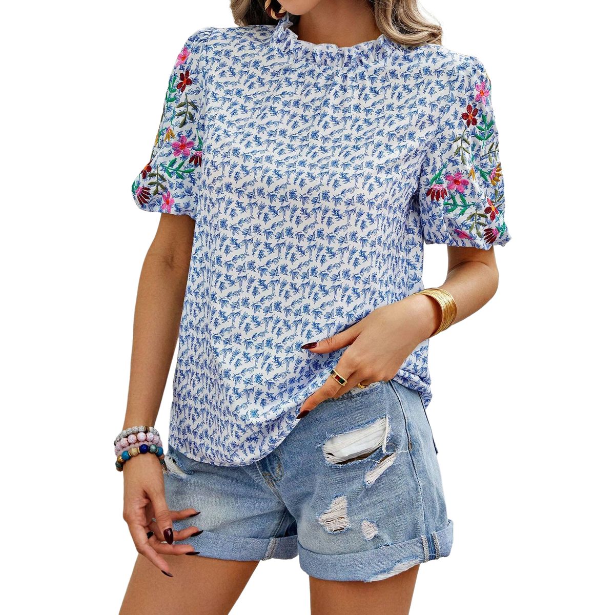 BLWOENS - Polera de manga corta para mujeres - Azul