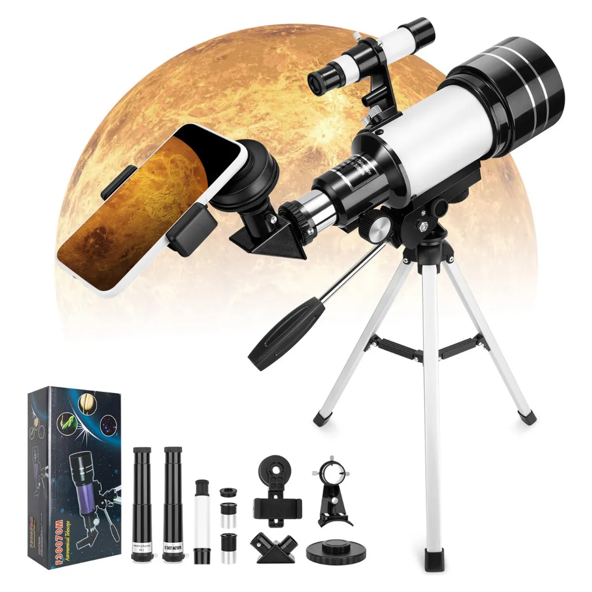 U BUY - Telescopio Astronómico 70300mm 150x Con Soporte Celular