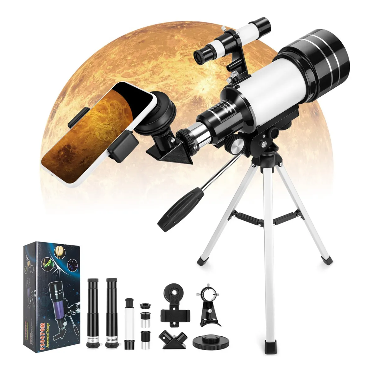 U BUY - Telescopio Astronómico 70300mm 150x Con Soporte Celular
