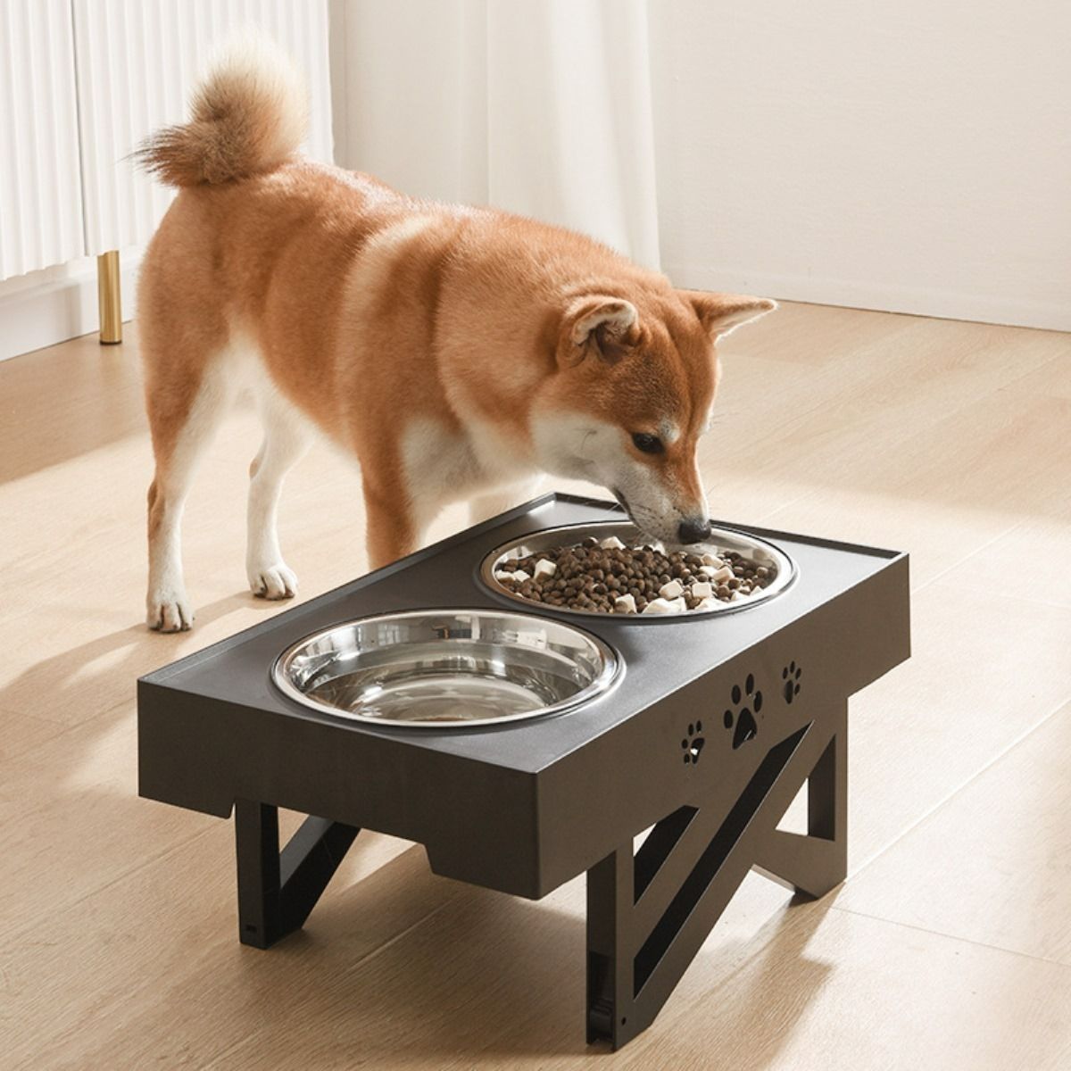 U BUY - Comedero-bebedero Para Perros Altura Ajustable - Plato Acero