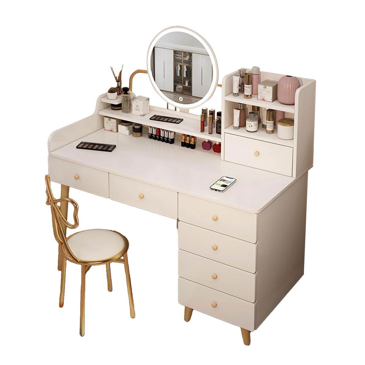 GENERICO - Tocador De Maquillaje Vintage Espejo Sin Luz Para Dormitorio ZZ84