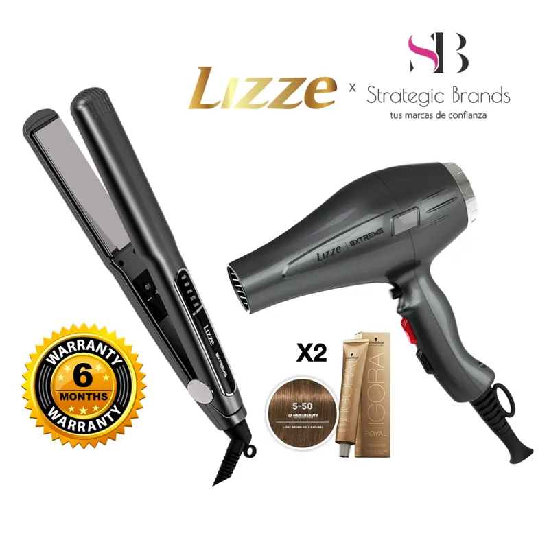 LIZZE - PLANCHA Y SECADORA PROFESIONAL LIZZE EXTREME + 2 TINTES IGORA 5-50