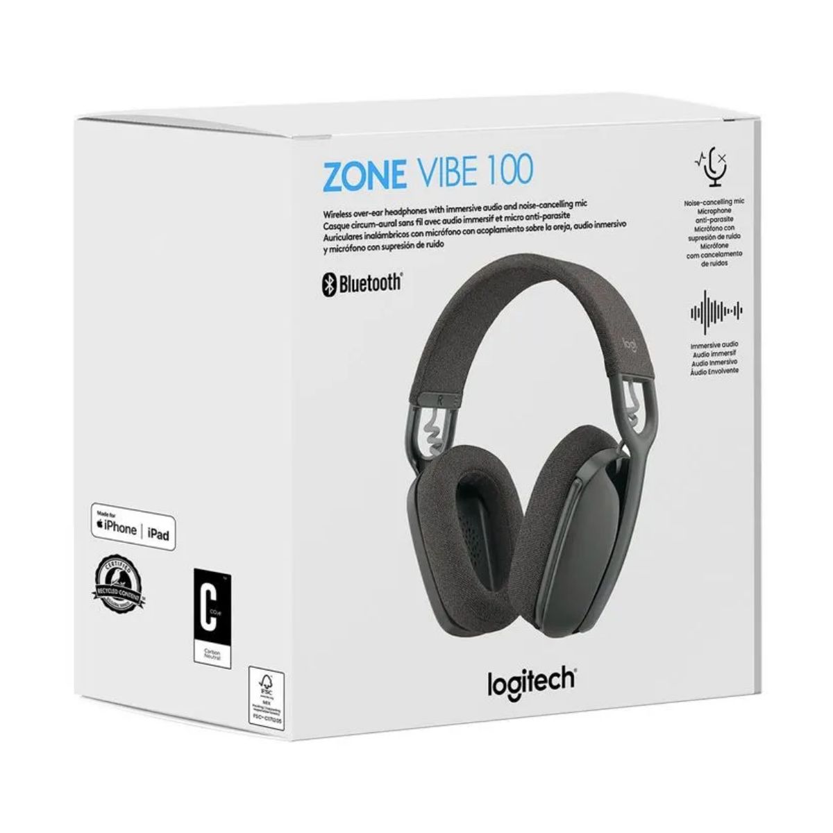 LOGITECH - AUDÍFONO CON MICRÓFONO LOGITECH ZONE VIBE 100 BLUETOOTH BLACK
