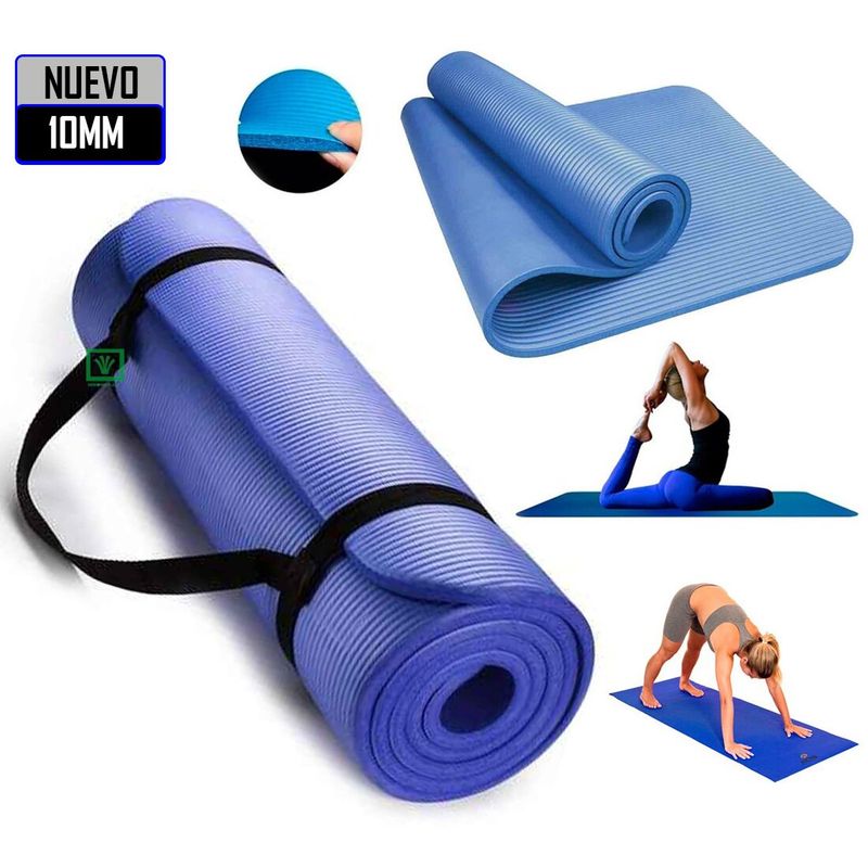 GENERICO - Mat de Yoga Pilates 10 mm con Elástico Portátil