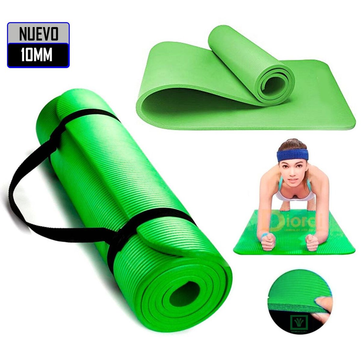 GENERICO - Mat de Yoga Pilates 10 mm con Elástico Portátil