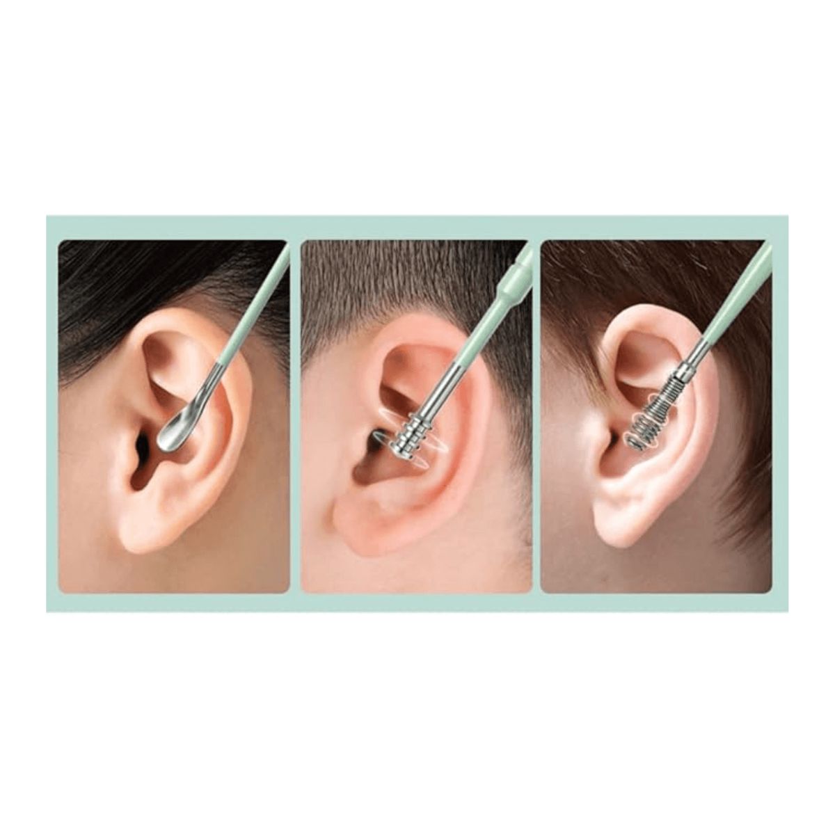 OEM - Set limpiador de oídos 6 en 1 - Verde