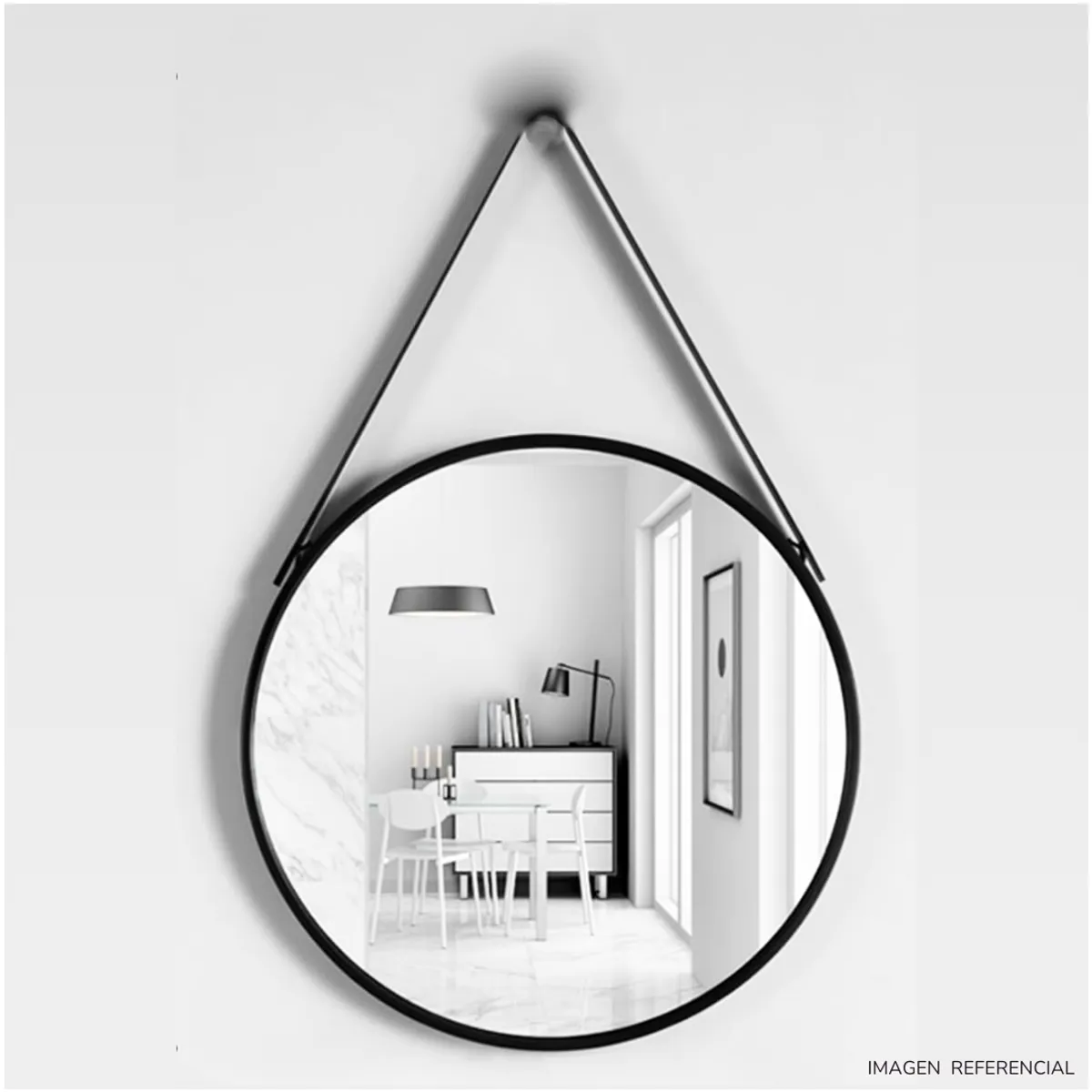 INSPIRA MARKET - Espejo Decorativo Circular de Tocador Colgante Negro 52 CM