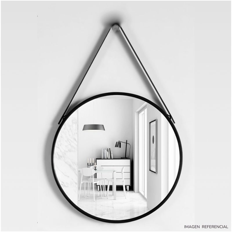 INSPIRA - Espejo Decorativo Circular de Tocador Colgante Negro