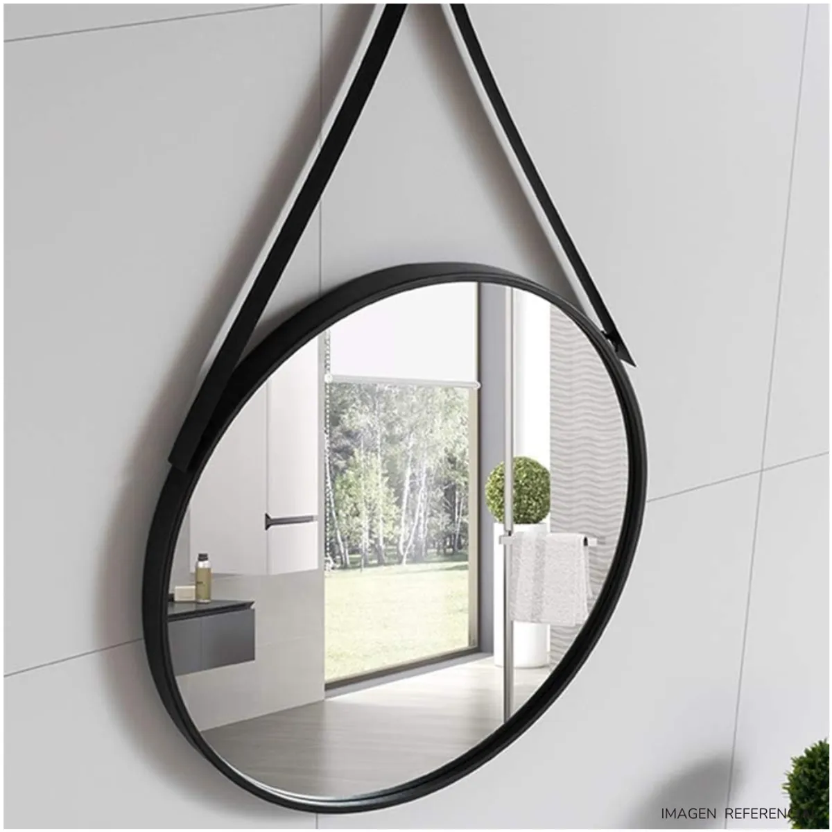 INSPIRA MARKET - Espejo Decorativo Circular de Tocador Colgante Negro 52 CM
