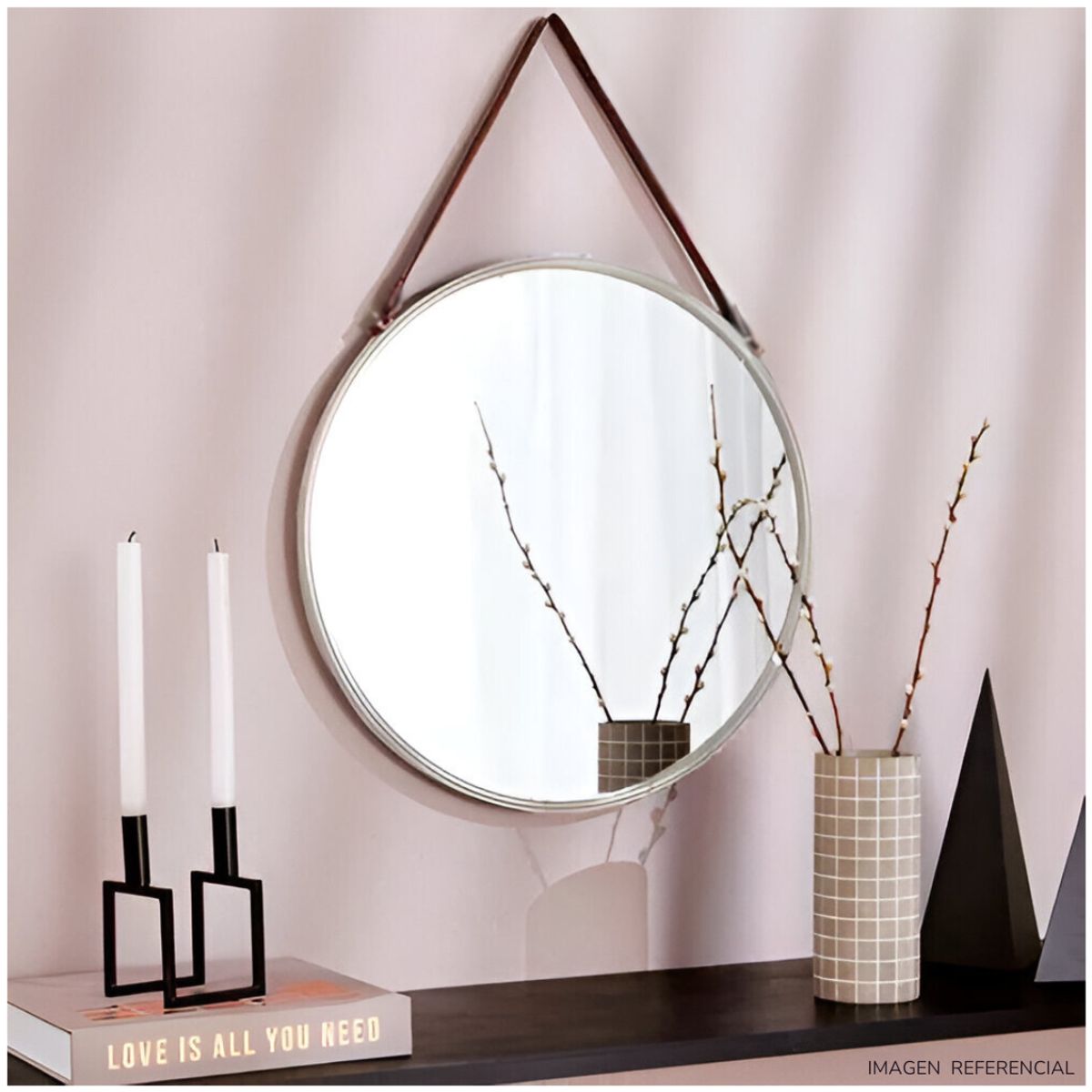 INSPIRA MARKET - Espejo Decorativo Circular de Tocador Colgante Blanco 52 CM