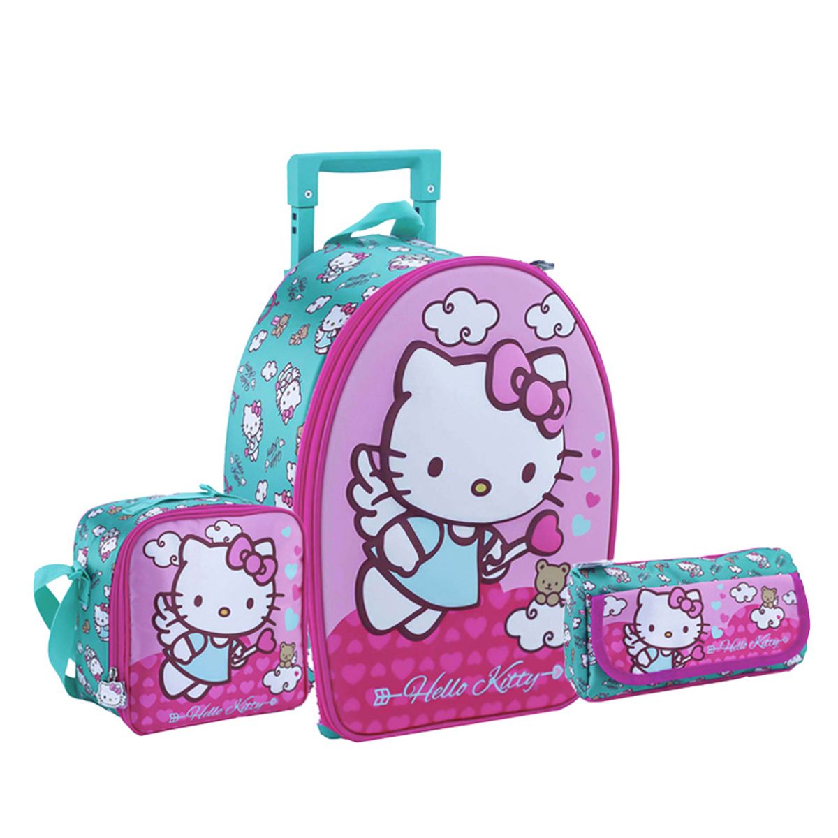 SCOOL - SET RANGER MOCHILA + LONCHERA + CARTUCHERA HELLO KITTY 3D