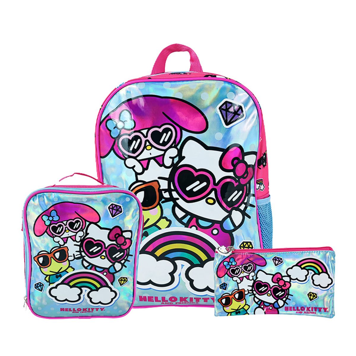 SCOOL - SET KOMBAT MOCHILA + LONCHERA + CARTUCHERA TELA HELLO KITTY & FRIENDS