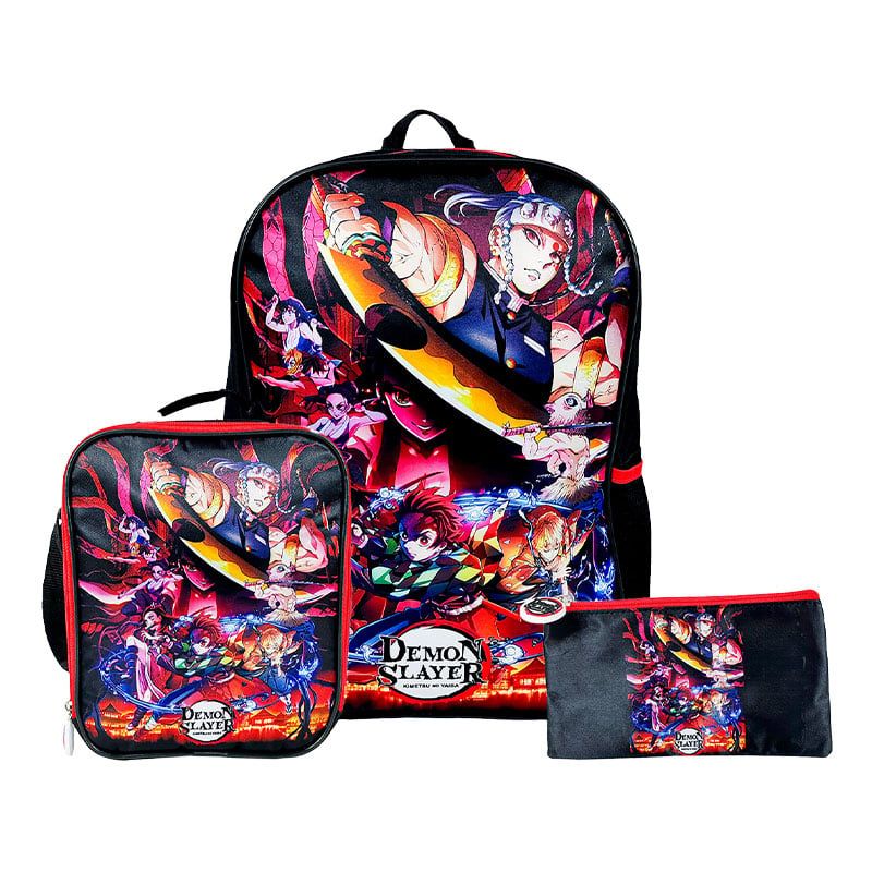SCOOL - SET KOMBAT MOCHILA + LONCHERA + CARTUCHERA OFICIO TELA DEMON SLAYER