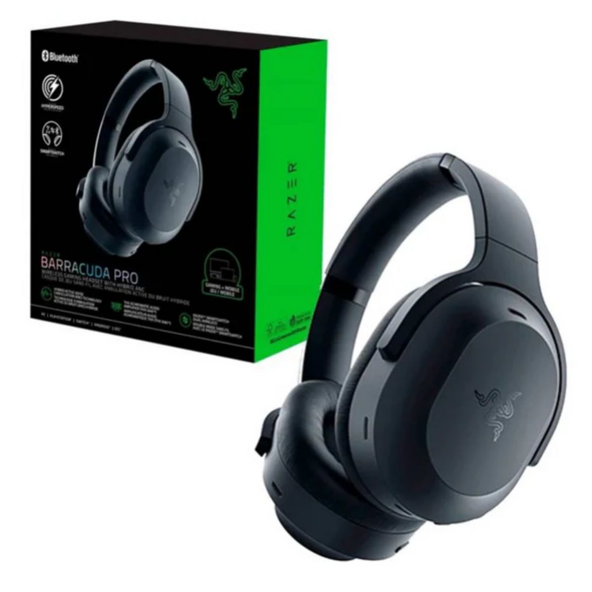 LOGITECH - AUDÍFONO CON MICRÓFONO RAZER BARRACUDA PRO 40H WIRELESS  BT THX ANC SMARTSWITCH BLACK