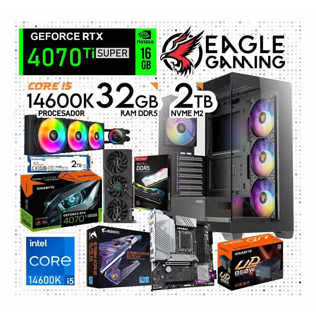 NVIDIA - PC GAMER CORE I5 14600K RAM 32GB SSD 2TB GRAFICA RTX 4070TI SUPER 16GB