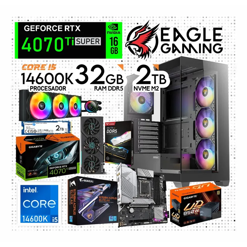 NVIDIA - PC GAMER CORE I5 14600K RAM 32GB SSD 2TB GRAFICA RTX 4070TI SUPER 16GB