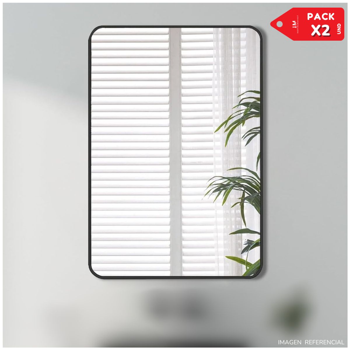 INSPIRA MARKET - Espejo Decorativo Bandeja Multifuncional Rectangular Pack x2 Negro