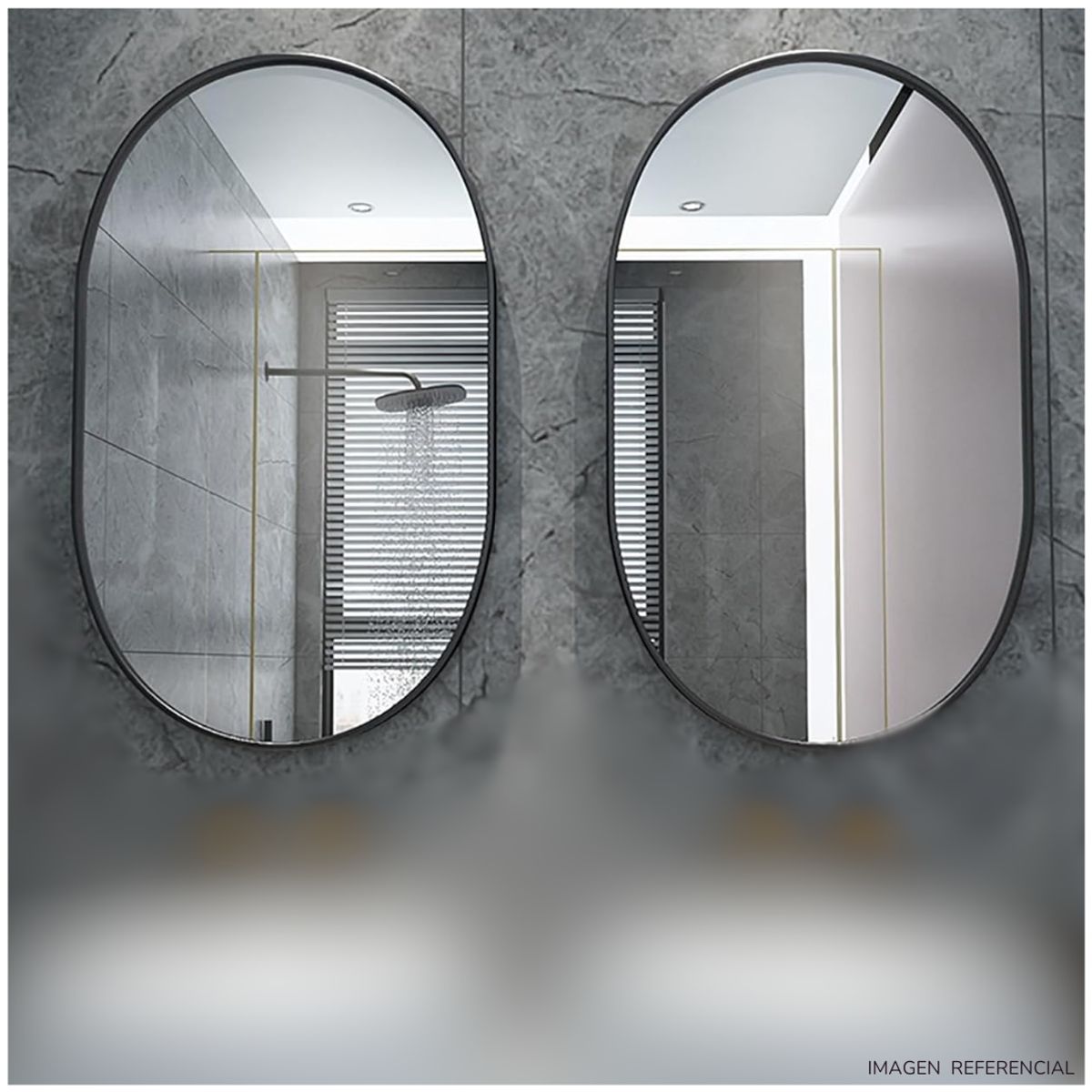 INSPIRA MARKET - Espejo decorativo Bandeja Organización Oval Pack x2 Negro